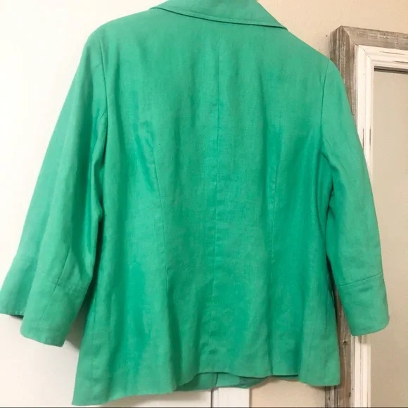 Lafayette 148 Green 100% Linen Blazer size 8 - Picture 12 of 12